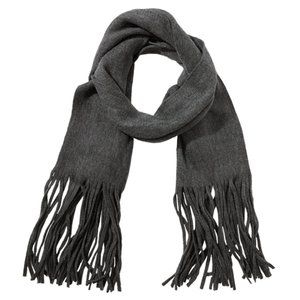 LUCKY BRAND Solid Brushed Gray Scarf w/ Fringe